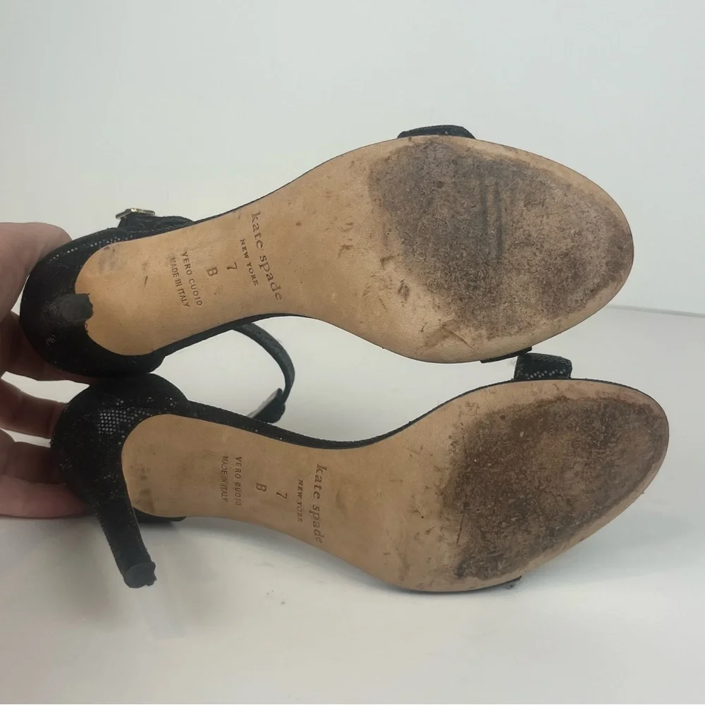 Kate Spade Black Sequin Ankle Strap‎ Pumps SZ 7